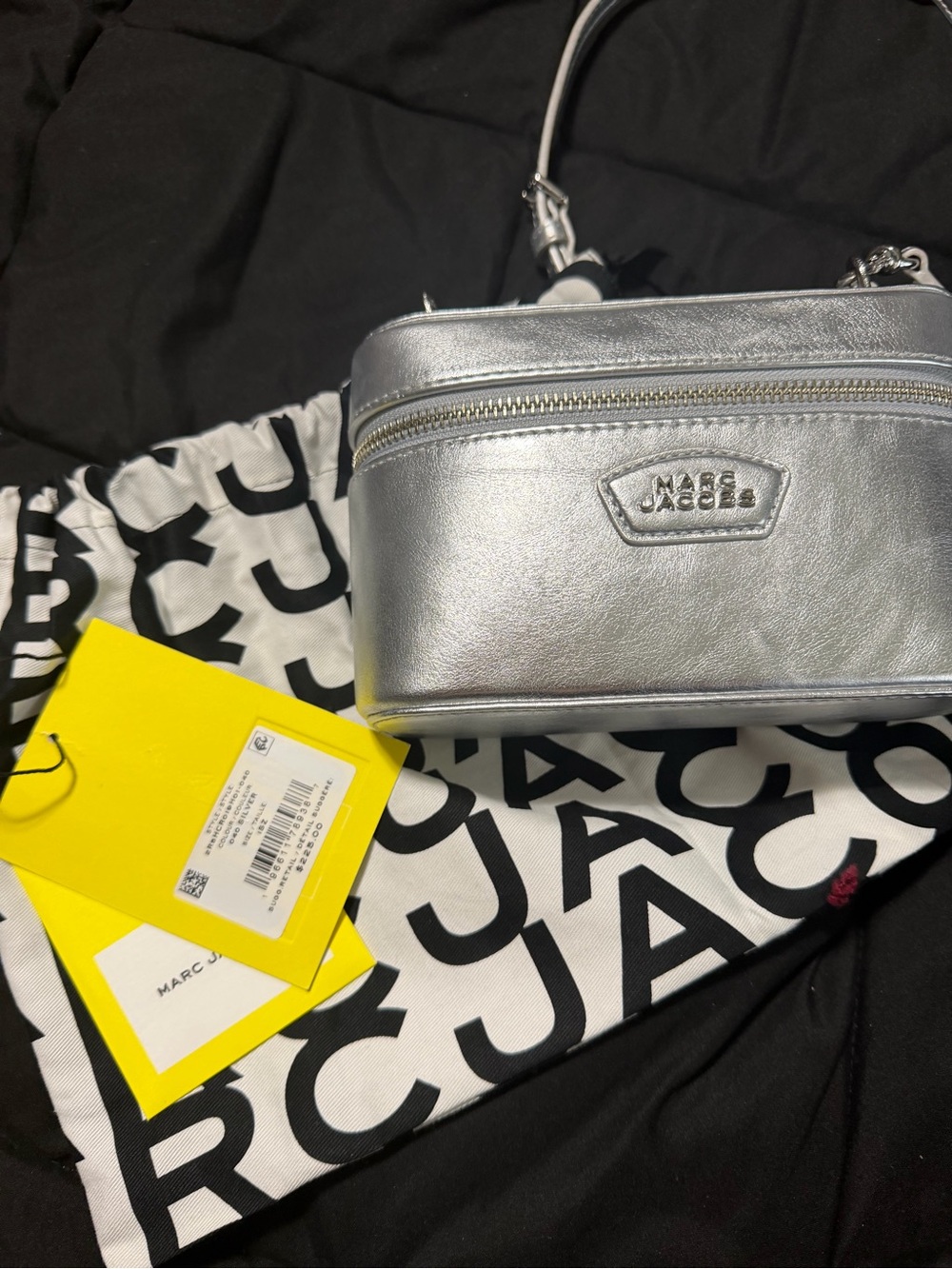 Marc Jacobs Metallic Silver Leather Crossbody Camera Bag